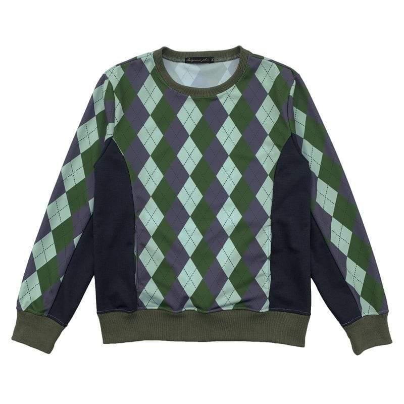 Original John(オリジナル ジョン) | アーガイルチェックのクルーネックスウェットトップ〈Olive Mix〉 - Sopwith camel
