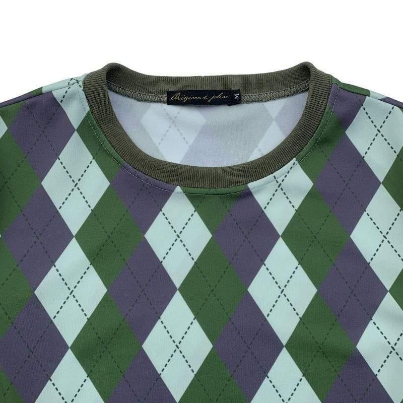 Original John(オリジナル ジョン) | アーガイルチェックのクルーネックスウェットトップ〈Olive Mix〉 - Sopwith camel
