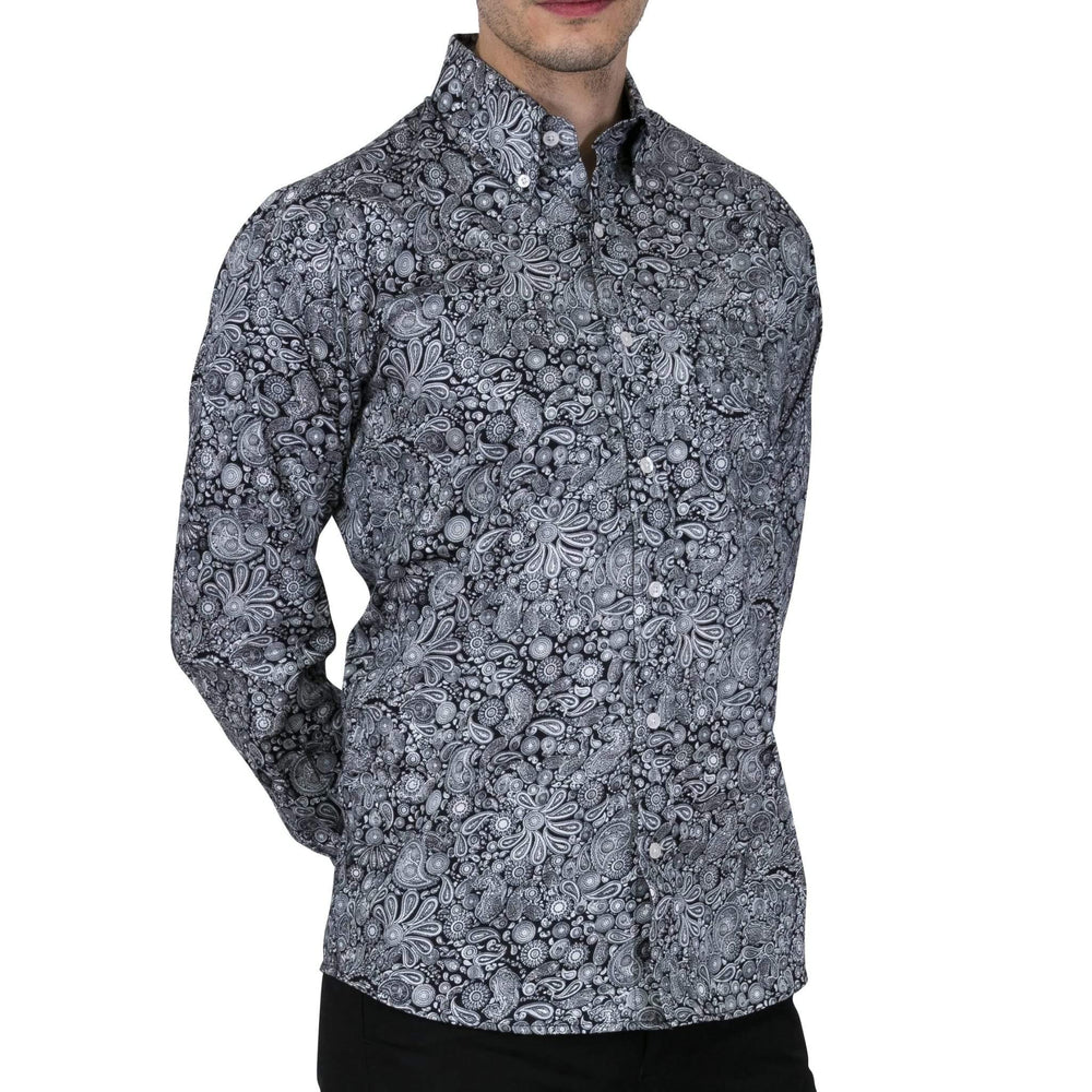 Relco London (レルコ ロンドン) | ペイズリー柄 ボタンダウン 長袖シャツ〈Black/White〉 - Sopwith camel