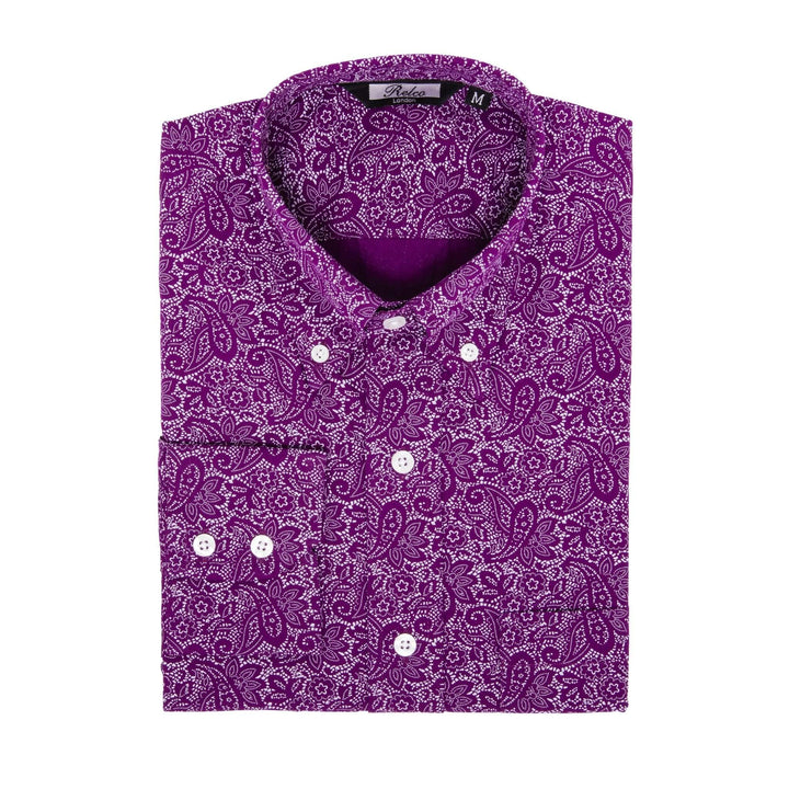 Relco London (レルコ ロンドン) | ペイズリー柄 ボタンダウン 長袖シャツ〈Purple〉 - Sopwith camel