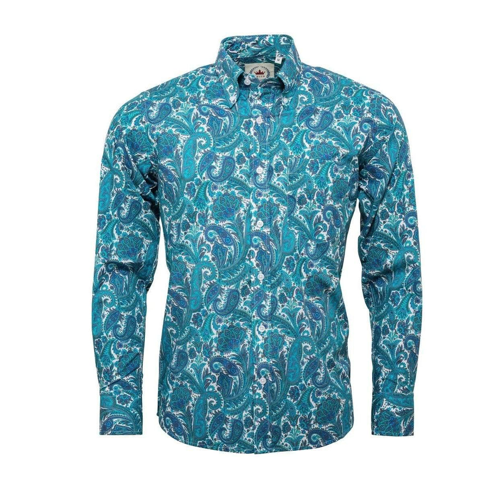 Relco London (レルコ ロンドン) | ペイズリー柄 ボタンダウン 長袖シャツ〈Turquoise〉 - Sopwith camel