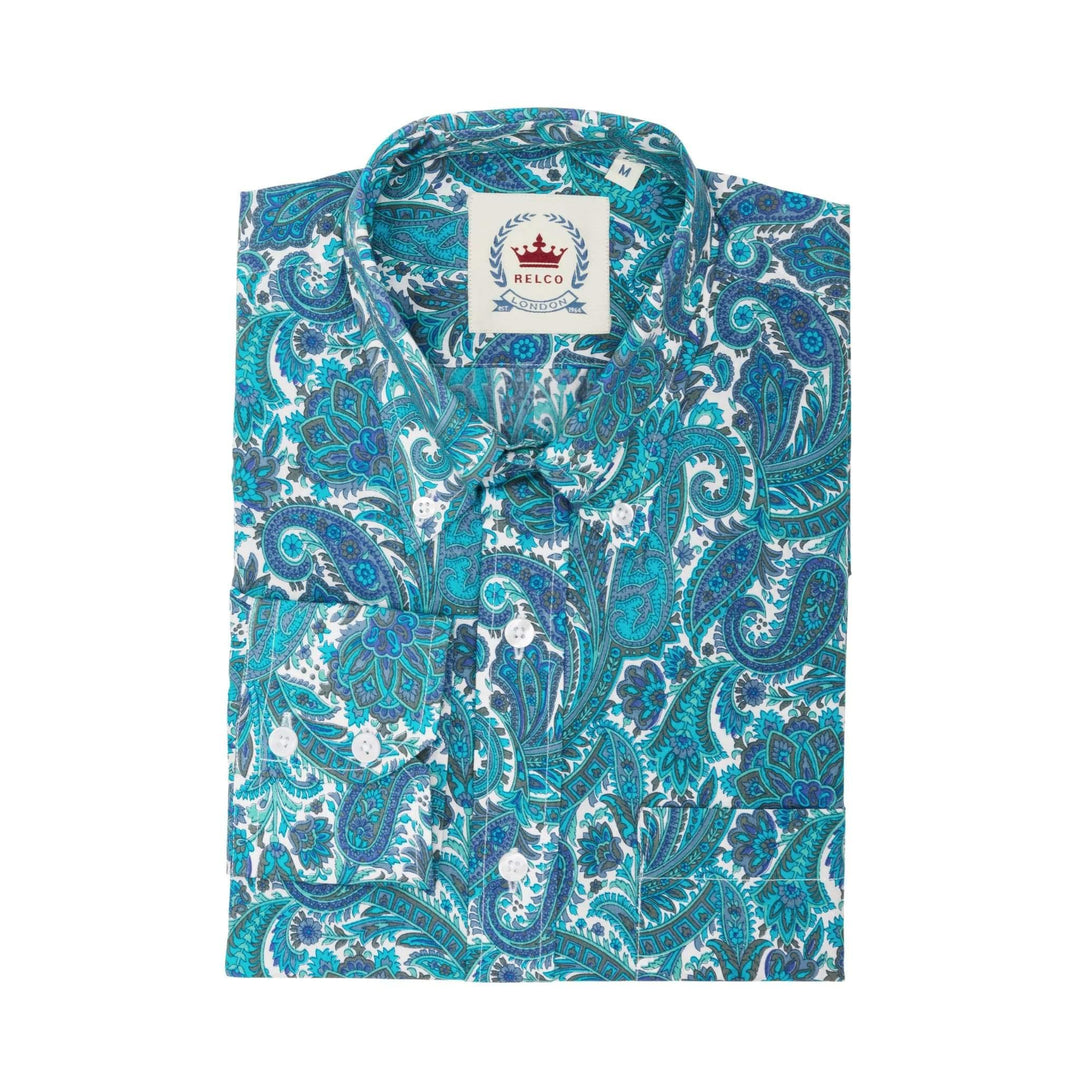 Relco London (レルコ ロンドン) | ペイズリー柄 ボタンダウン 長袖シャツ〈Turquoise〉 - Sopwith camel