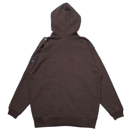 ライダースジャケット風ジップアップフーディ Brown 背面