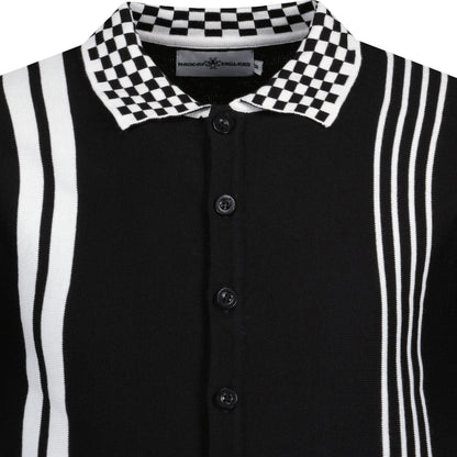 MADCAP ENGLAND(マッドキャップ イングランド) | CHARLIE MOD SKA CHECKERBOARD COLLAR KNITTED POLO - BLACK - Sopwith camel