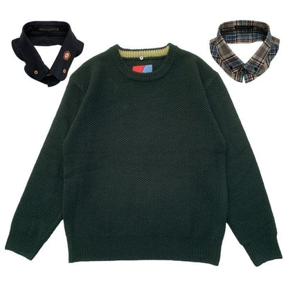 Original John(オリジナル ジョン) | DETACHABLE HONEYCOMB KNIT JUMPER [KT471] - Dark Green - Sopwith camel