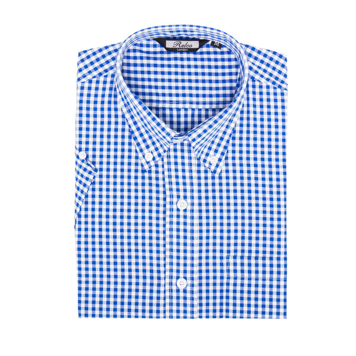 Relco London(レルコ ロンドン) | ギンガムチェック半袖ボタンダウンシャツ〈Blue〉 - Sopwith camel
