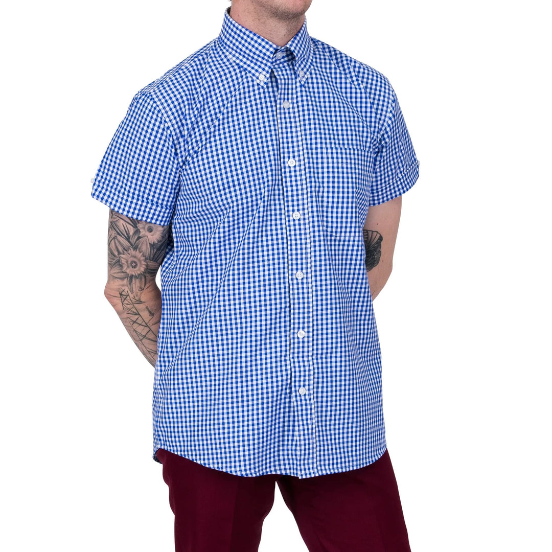 Relco London(レルコ ロンドン) | ギンガムチェック半袖ボタンダウンシャツ〈Blue〉 - Sopwith camel