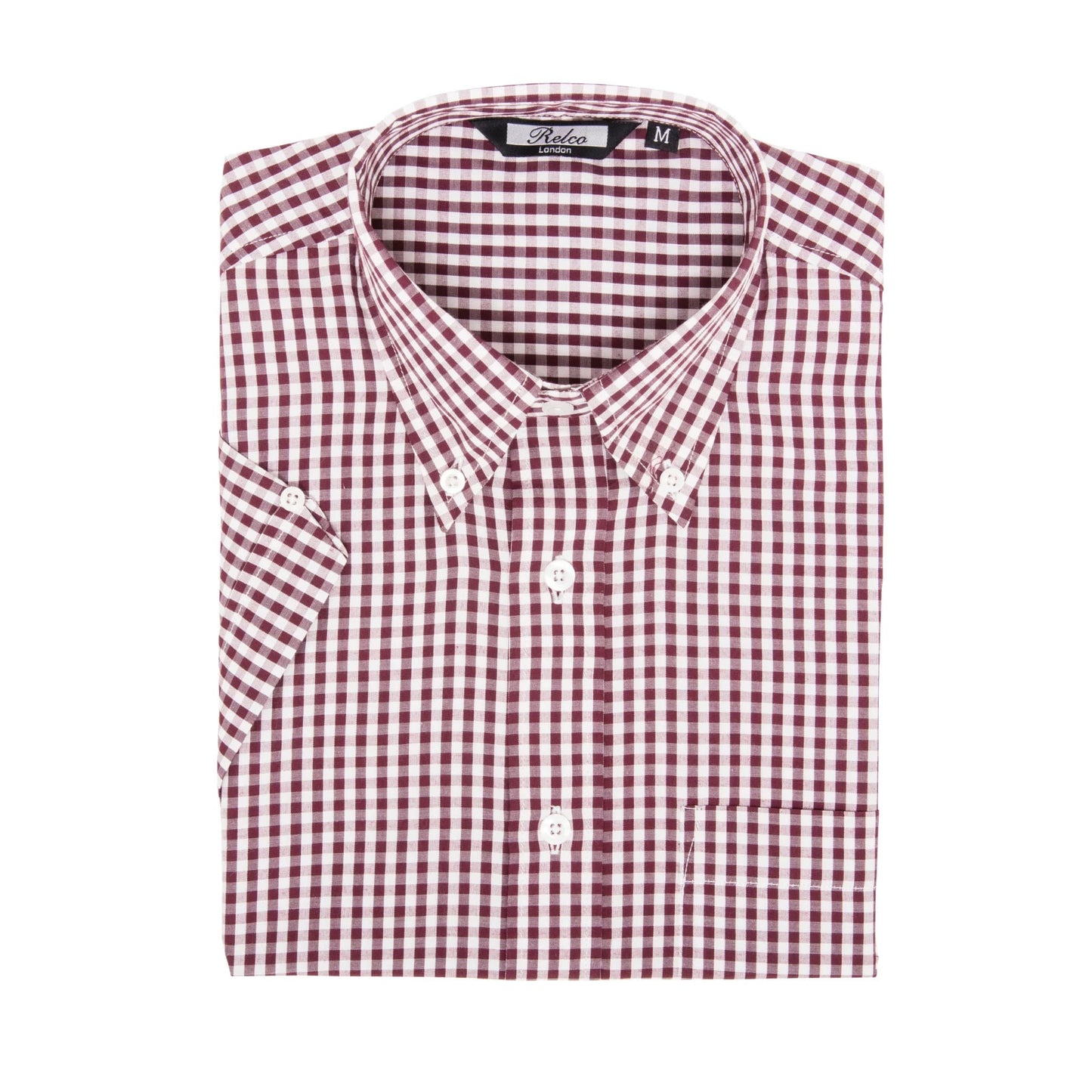 Relco London(レルコ ロンドン) | ギンガムチェック半袖ボタンダウンシャツ〈Burgundy〉 - Sopwith camel