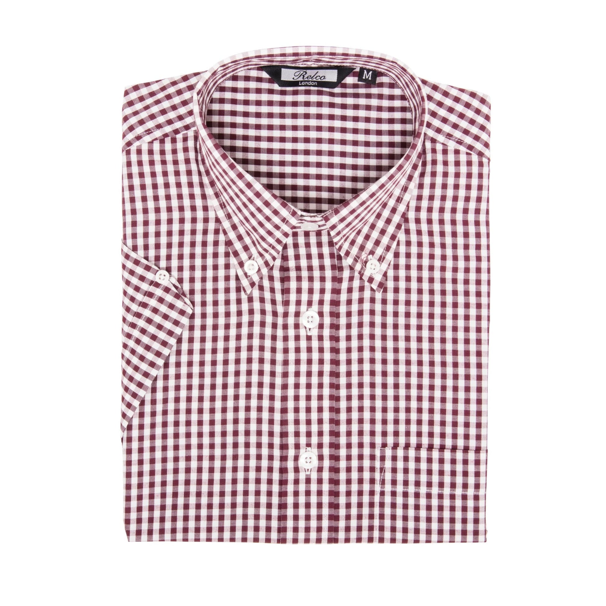 Relco London(レルコ ロンドン) | ギンガムチェック半袖ボタンダウンシャツ〈Burgundy〉 - Sopwith camel
