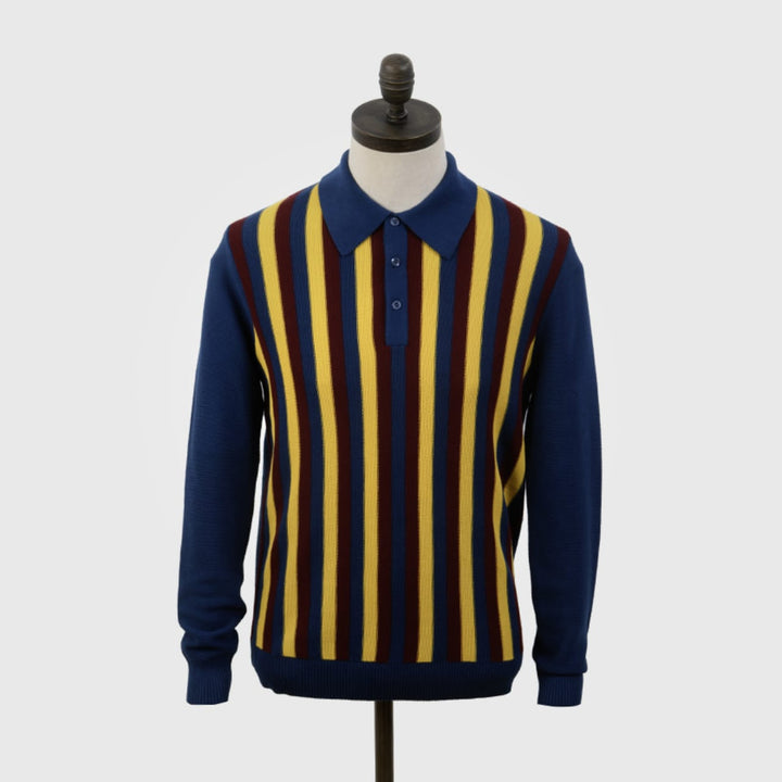 Art Gallery Clothing(アートギャラリークロージング) | RUFFIN マルチストライプ 長袖ニットポロ - Sopwith camel