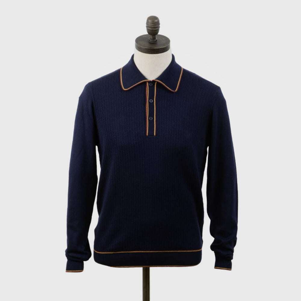 Art Gallery Clothing(アートギャラリークロージング) | ISLEY ティップライン入り長袖ニットポロシャツ - Sopwith camel