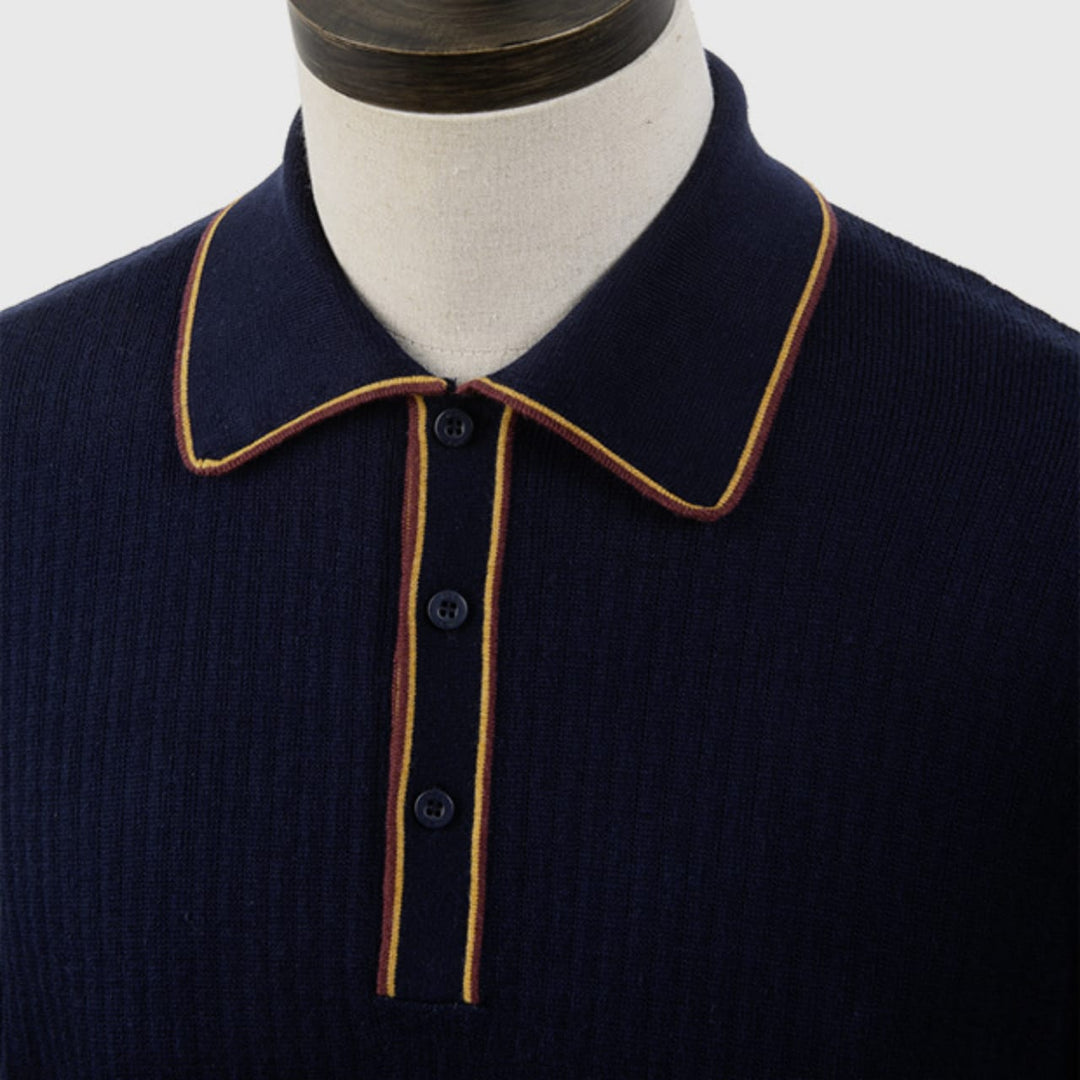 Art Gallery Clothing(アートギャラリークロージング) | ISLEY ティップライン入り長袖ニットポロシャツ - Sopwith camel