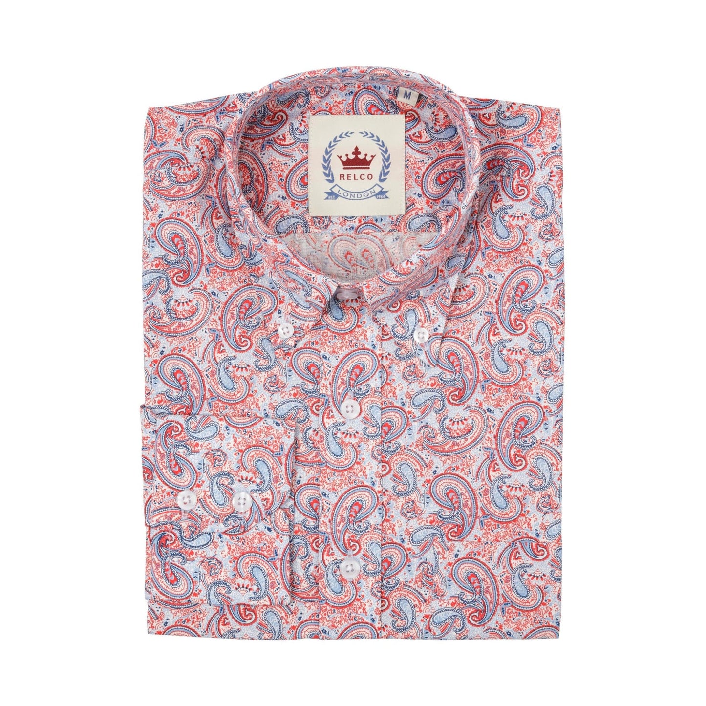Relco London (レルコ ロンドン) | ペイズリー柄ボタンダウンシャツ[PS-3] - Red × Sky Blue - Sopwith camel