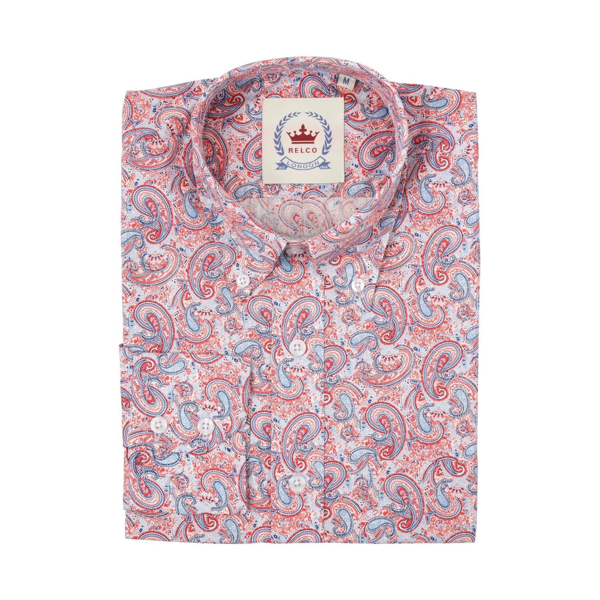 Relco London (レルコ ロンドン) | ペイズリー柄ボタンダウンシャツ[PS-3] - Red × Sky Blue - Sopwith camel