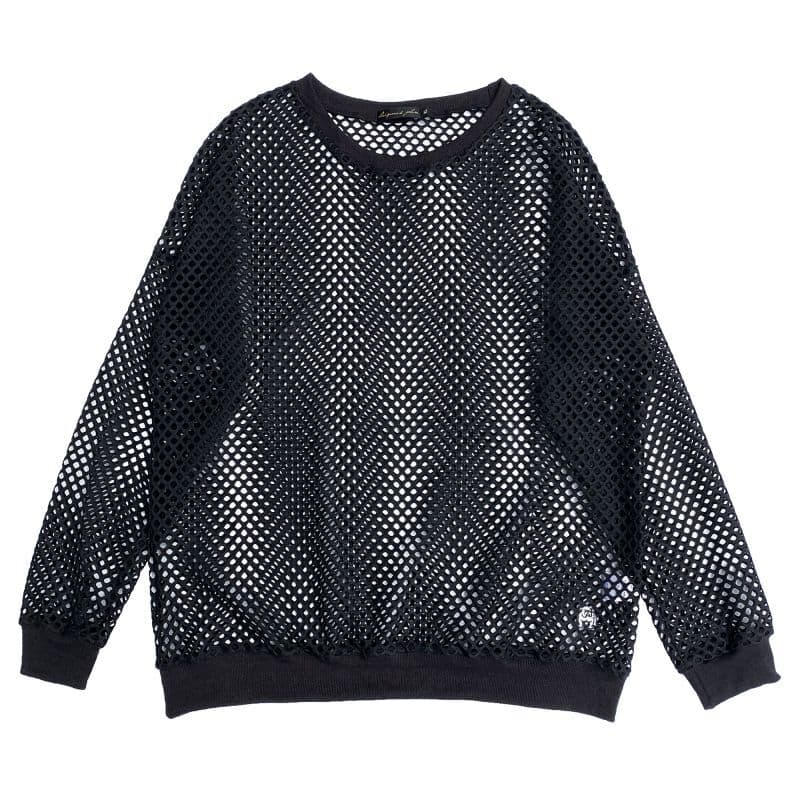Original John (オリジナル ジョン) | ドルマンスリーブ／ダウンショルダー仕様のリブ付きネットシャツ〈Black〉 - Sopwith camel