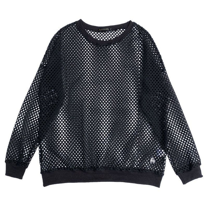 Original John (オリジナル ジョン) | ドルマンスリーブ／ダウンショルダー仕様のリブ付きネットシャツ〈Black〉 - Sopwith camel