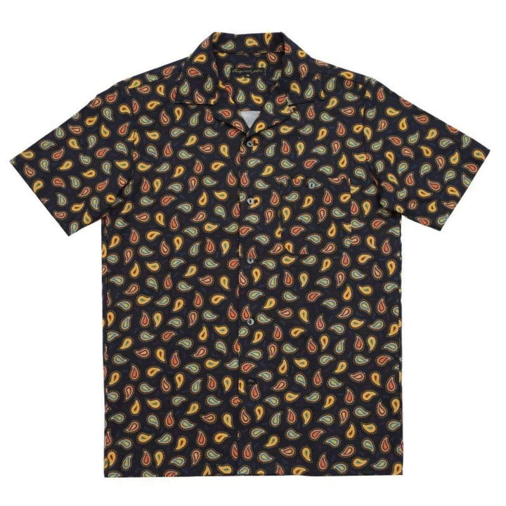 Original John(オリジナル ジョン) | ペーズリー柄・コットンリネンのオープンカラーシャツ〈Dark Navy〉 - Sopwith camel