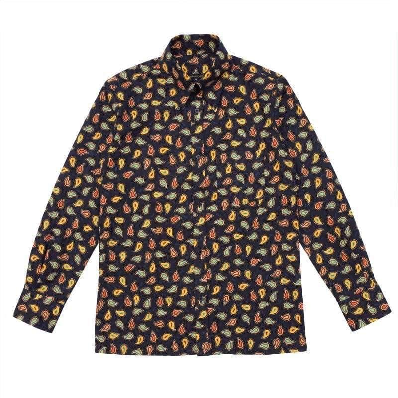 Original John(オリジナル ジョン) |  ペーズリー柄・コットンリネンのボタンダウンシャツ〈Dark Navy〉 - Sopwith camel