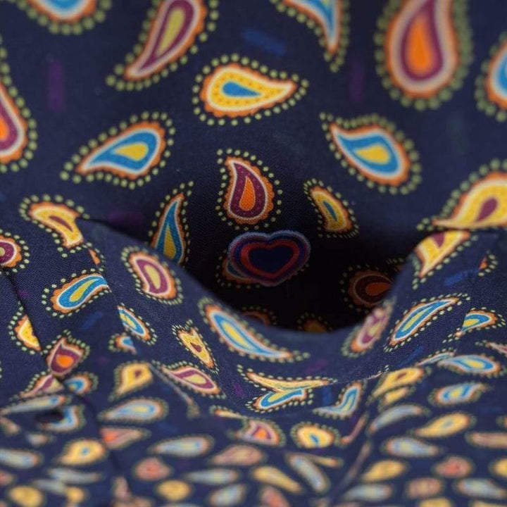 Original John(オリジナル ジョン) |  ペーズリー柄・コットンリネンのボタンダウンシャツ〈Dark Navy〉 - Sopwith camel