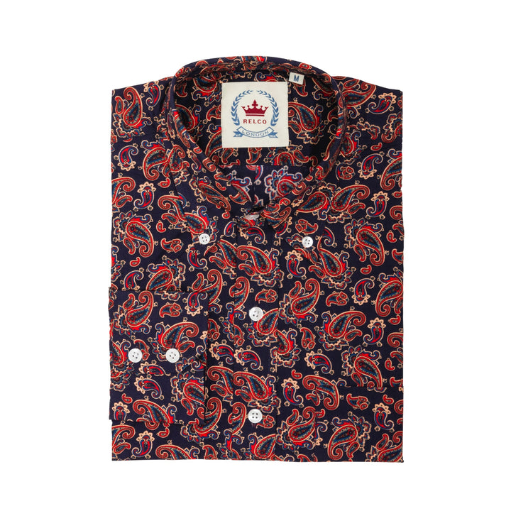 Relco London (レルコ ロンドン) | ペイズリー柄 ボタンダウン 長袖シャツ〈Navy〉 - Sopwith camel