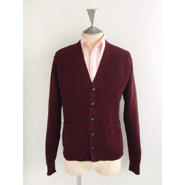 RELCO LONDON(レルコ ロンドン) | 英国製 ワッフル ニットカーディガン〈Burgundy〉 - Sopwith camel