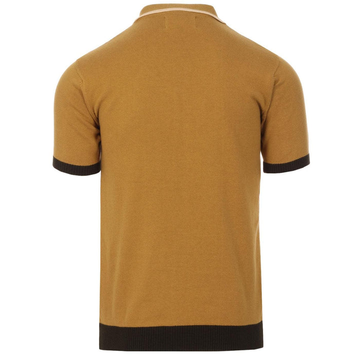 MADCAP ENGLAND(マッドキャップ イングランド) | SHOCKWAVE 60S MOD STRIPE S/S KNIT POLO CARDIGAN - BRONZE MIST - Sopwith camel
