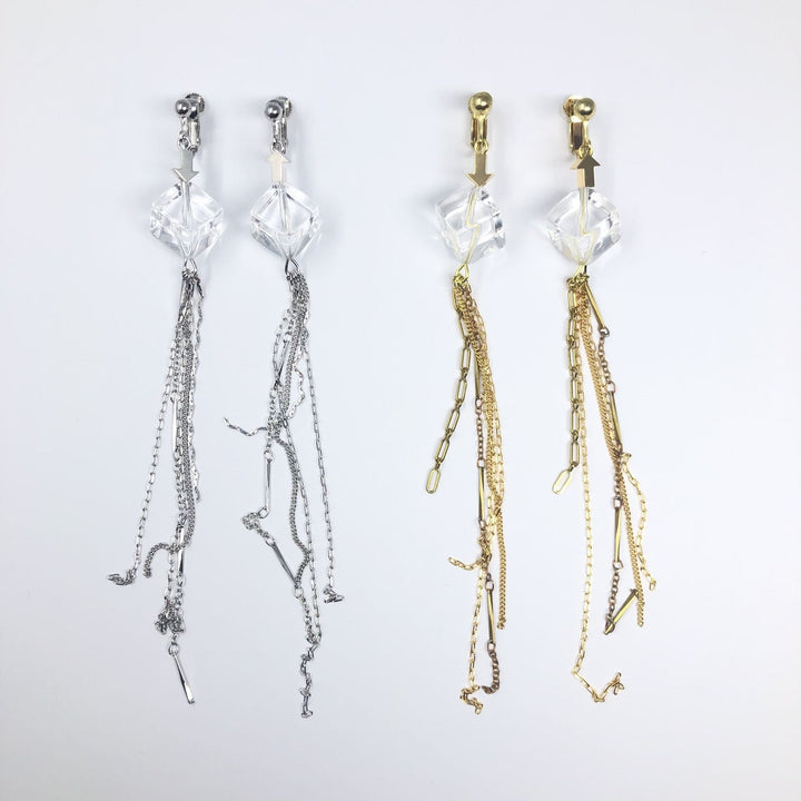 Aquvii(アクビ) | クリアパーツとチェーンの爽やかな印象の両耳イヤリング See through earring A - Sopwith camel