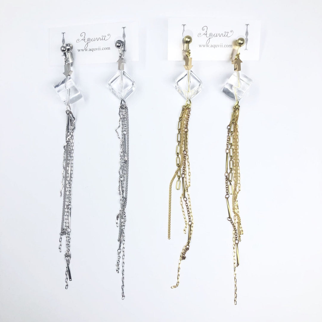 Aquvii(アクビ) | クリアパーツとチェーンの爽やかな印象の両耳イヤリング See through earring A - Sopwith camel