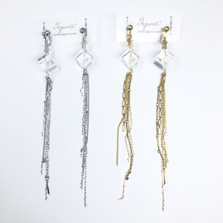 Aquvii(アクビ) | クリアパーツとチェーンの爽やかな印象の両耳イヤリング See through earring A - Sopwith camel
