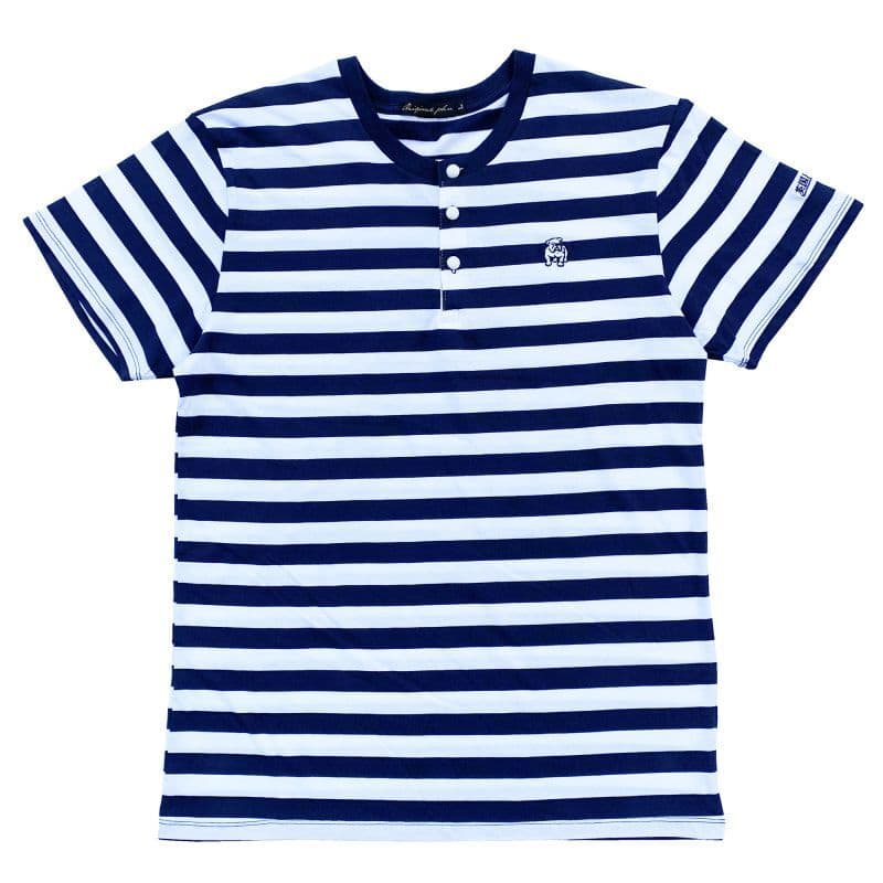 Original John(オリジナル ジョン) | クルミボタンのボーダー柄ヘンリーネックTシャツ〈Navy×White〉 - Sopwith camel