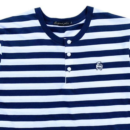 Original John(オリジナル ジョン) | クルミボタンのボーダー柄ヘンリーネックTシャツ〈Navy×White〉 - Sopwith camel