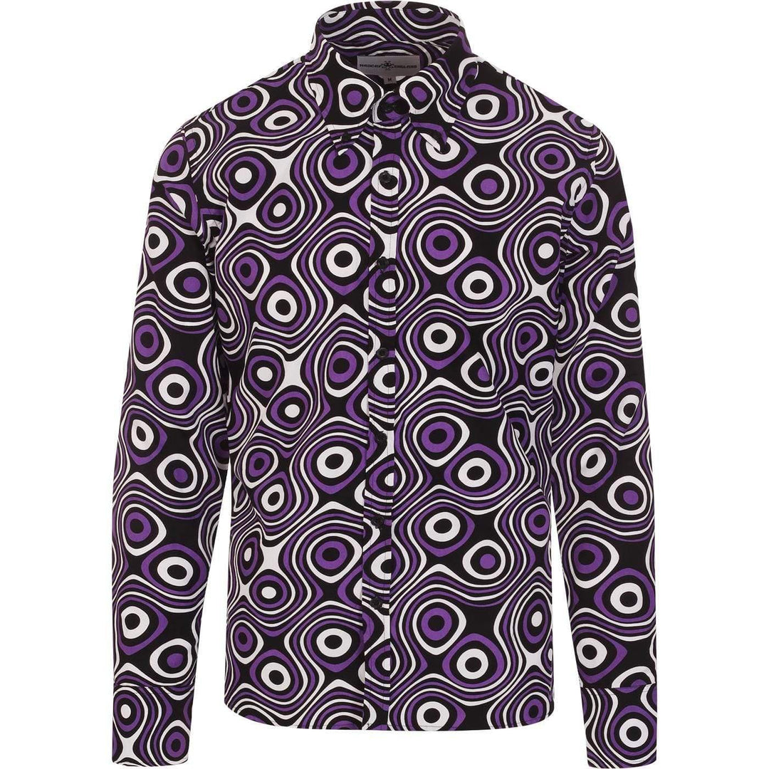 Madcap England (マッドキャップ イングランド) | 60s レトロスタイルのサイケデリック オプアート B.Dシャツ〈Purple〉 - Sopwith camel