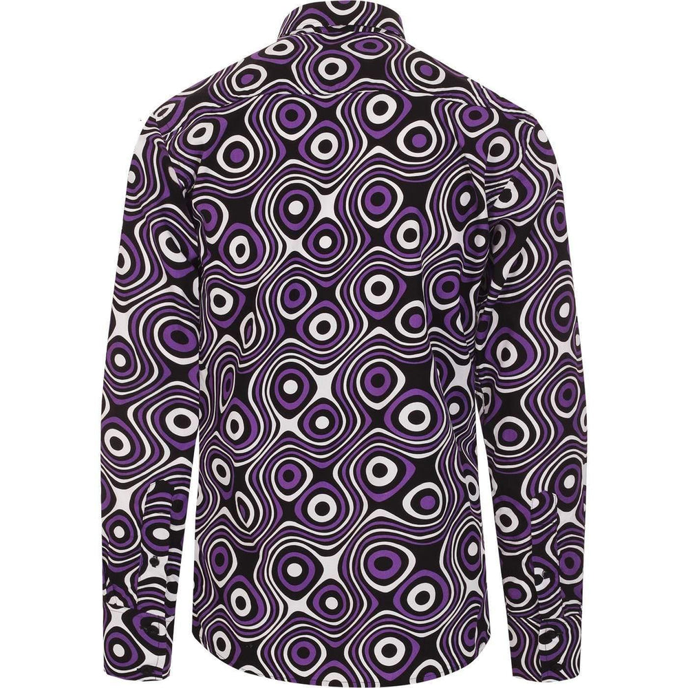 Madcap England (マッドキャップ イングランド) | 60s レトロスタイルのサイケデリック オプアート B.Dシャツ〈Purple〉 - Sopwith camel