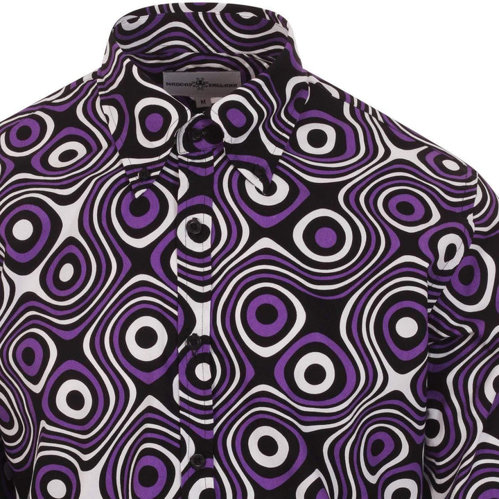 Madcap England (マッドキャップ イングランド) | 60s レトロスタイルのサイケデリック オプアート B.Dシャツ〈Purple〉 - Sopwith camel